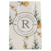 Elegante feestelijke warme winterse Waterverf mono Medium Cadeauzakje (Voorkant)