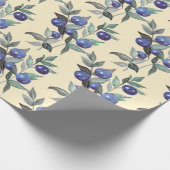 Elegante Feestelijke Waterverf Blauwe Berries op B Cadeaupapier (Hoek)