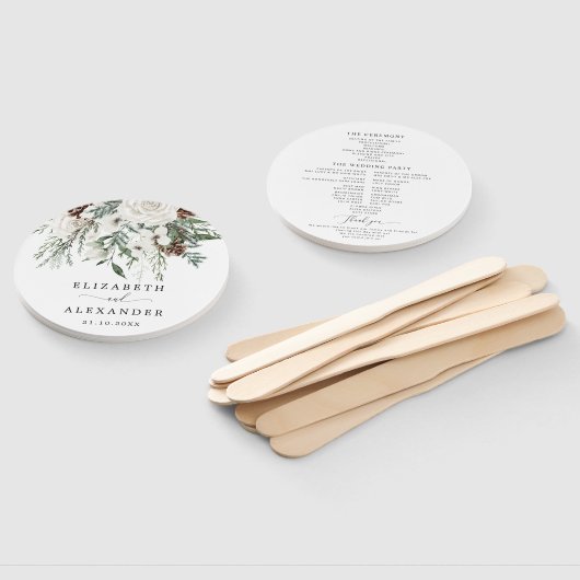 Elegante feestelijke winter evergreen bruiloft pro handwaaier (Niet-gemonteerd)