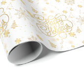 Elegante feestelijke witte en gouden vrolijke kers cadeaupapier (Rol Hoek)