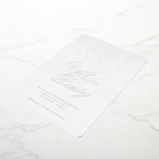 Elegante feestelijke witte feestdag folie uitnodiging (Gedraaid)