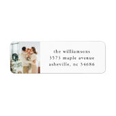 Elegante feestelijke witte vakantiefoto retouradre etiket (Voorkant)