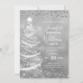 Elegante feestelijke zilveren bruiloft kerstboom kaart (Voorkant)