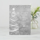 Elegante feestelijke zilveren bruiloft kerstboom kaart (Staand voorkant)