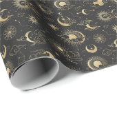 Elegante Feestelijke Zwart en Goud Vrolijk Kerstfe Cadeaupapier (Rol Hoek)