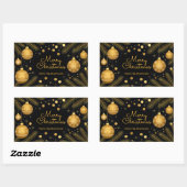 Elegante Feestelijke Zwart en Goud Vrolijk Kerstfe Rechthoekige Sticker (Vel)