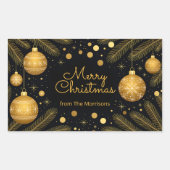 Elegante Feestelijke Zwart en Goud Vrolijk Kerstfe Rechthoekige Sticker (Voorkant)