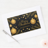 Elegante Feestelijke Zwart en Goud Vrolijk Kerstfe Rechthoekige Sticker (Envelop)