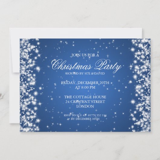 Elegante feestglans blauw kaart (Voorkant)