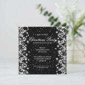 Elegante feestglans zwart kaart (Staand voorkant)