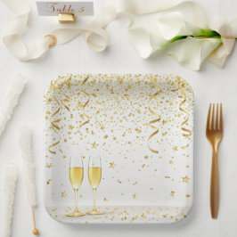 Elegante Feestgloed – Modern Neon Feest Desig Papieren Bordje