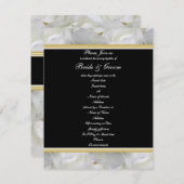 Elegante feestroos zwart wit goud bruiloft kaart (Voorkant / Achterkant)