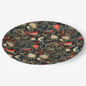 Elegante Feestvogels & Bloemen Kerstrood Papieren Bordje (Gekanteld)