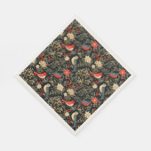 Elegante Feestvogels & Bloemen Kerstrood Servet (Hoek)