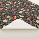 Elegante Feestvogels & Bloemen Kerstrood Sherpa Deken (3/4)