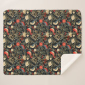 Elegante Feestvogels & Bloemen Kerstrood Sherpa Deken (Voorkant (horizontaal))