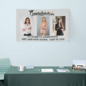 Elegante felicitaties afstudeerscript 3 foto spandoek (Beurs)