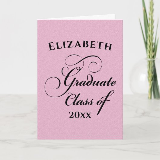 Elegante felicitaties Afstuderen Pink Glitter Kaart (Voorkant)