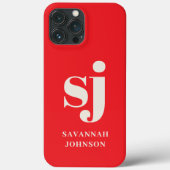 Elegante felrode monogram initialen Case-Mate iPhone case (Achterkant)