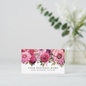 Elegante felroze bloemen Visitekaartjes (Staand voorkant)