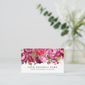 Elegante felroze bloemen Visitekaartjes (Staand voorkant)