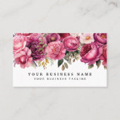 Elegante felroze bloemen Visitekaartjes (Voorkant)