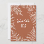 Elegante Fern Leaf Terracotta Bruiloft Tafel Numme Kaart (Voorkant)