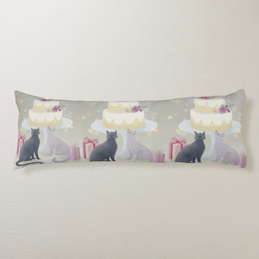 Elegante Festieve Kattenviering Lichaamskussen (Voorkant)