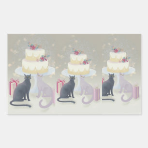 Elegante Festieve Kattenviering Rechthoekige Sticker