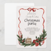 Elegante Festieve Kerstfeest Uitnodiging (Voorkant / Achterkant)