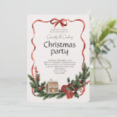 Elegante Festieve Kerstfeest Uitnodiging (Staand voorkant)