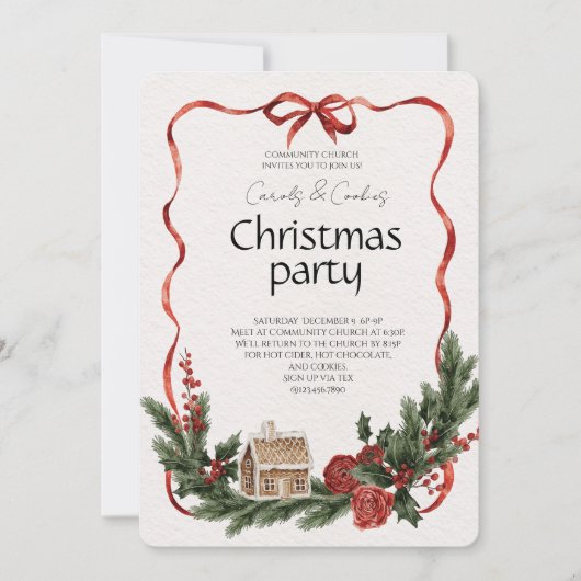 Elegante Festieve Kerstfeest Uitnodiging (Voorkant)