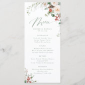 Elegante Festive Bloemige Winterhuwelijk Menu (Voorkant)