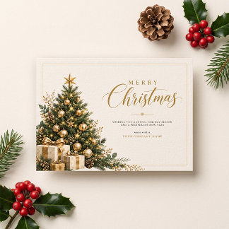 Elegante Festive Gouden Kerstboom Zakelijk Feestdagenkaart