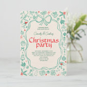 Elegante Festive Kerstfeest Uitnodiging (Staand voorkant)