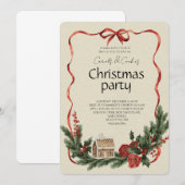 Elegante Festive Kerstfeest Uitnodiging (Voorkant / Achterkant)