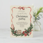 Elegante Festive Kerstfeest Uitnodiging (Staand voorkant)