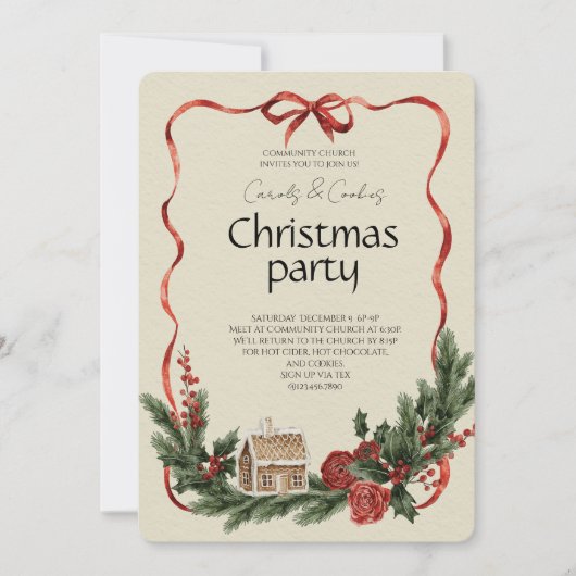 Elegante Festive Kerstfeest Uitnodiging (Voorkant)