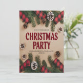 Elegante Festive Kerstfeest Uitnodiging (Staand voorkant)