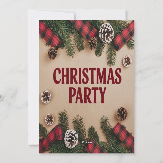 Elegante Festive Kerstfeest Uitnodiging (Achterkant)