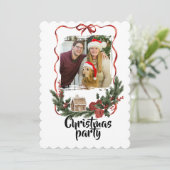 Elegante Festive Kerstfeest Uitnodiging (Staand voorkant)