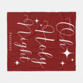 Elegante Festive Rode Witte Persoonlijke Kerstmis  Fleece Deken (Voorkant (Horizontaal))