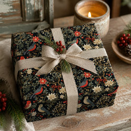 Elegante Festive Vogels & Bloemrijke Kerst Decoupa Tissuepapier