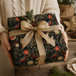 Elegante Festive Vogels & Bloemrijke Kerst Decoupa Tissuepapier