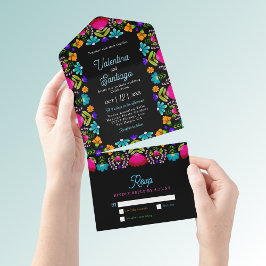 Elegante Fiesta bruiloft alles in één uitnodiging