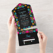 Elegante Fiesta bruiloft alles in één uitnodiging (Afscheurbaar)