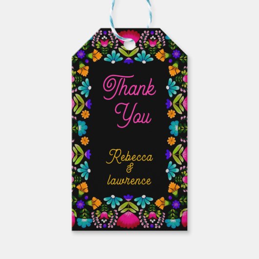 Elegante fiesta bruiloft cadeaulabel (Voorkant)