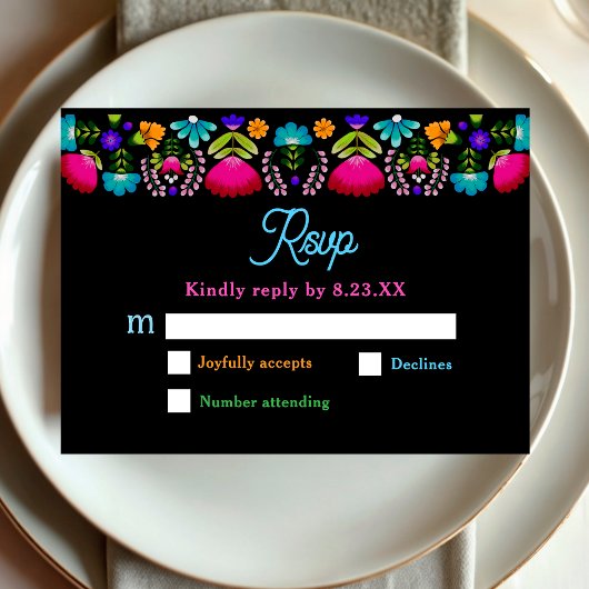 Elegante fiesta bruiloft RSVP kaartje
