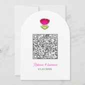 Elegante fiesta bruiloft witte qr code gebogen kaart (Achterkant)