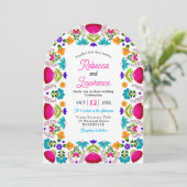 Elegante fiesta bruiloft witte qr code gebogen kaart (Staand voorkant)